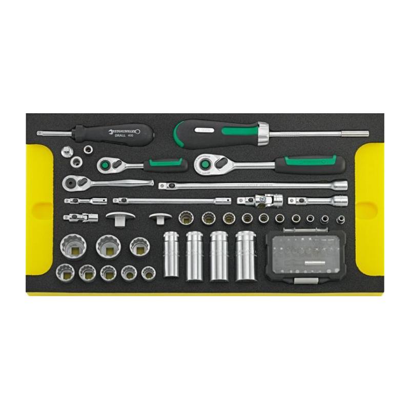 TCS 13214A/1 WT/LM 1 - Moduł nasadek i akcesoriów QR 1/4" i  3/8" do skrzyni 13217 (68 szt.), wkładka piankowa, 96831106