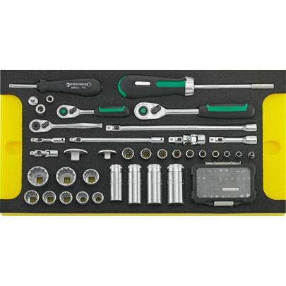 TCS 13214A/1 WT/LM 1 - Moduł nasadek i akcesoriów QR 1/4" i  3/8" do skrzyni 13217 (68 szt.), wkładka piankowa, 96831106