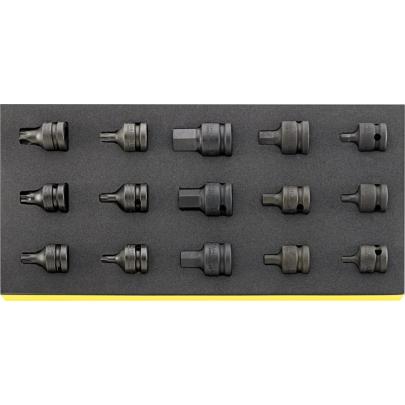 TCS 54IMP/2307TX/15 - Moduł nasadek udarowych 1/2" 6-kątnych i Torx, 5 - 19 mm, T30 - T60 (15 szt.), wkładka piankowa, 96838792