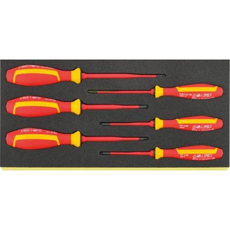 TCS 4661/4671 VDE - Moduł wkrętaków izolowanych VDE do śrub z rowkiem, Phillips i Pozidriv (6 szt.), wkładka piankowa, 96838814