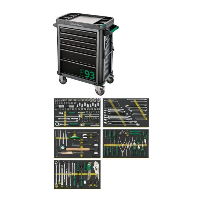 93/206QR - Zestaw 207 narzędzi, 5 modułów, w wózku narzędziowym 93/6 A, 98830203