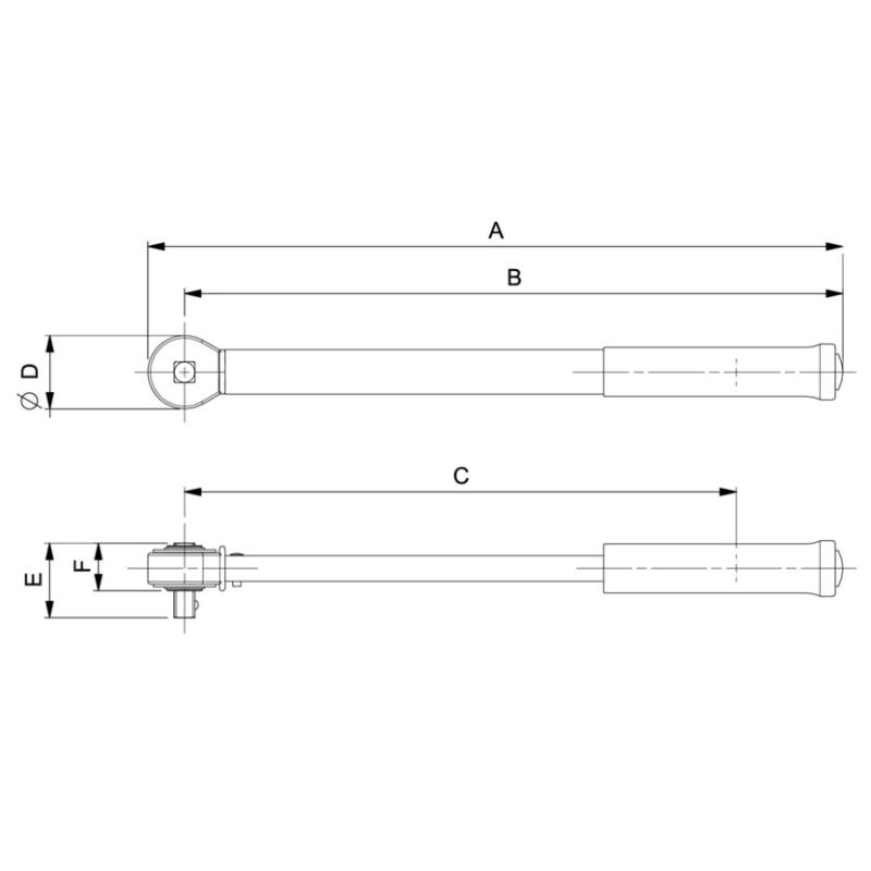 7455-100A - Klucz dynamometryczny, regulowany z grzechotką stałą 1/2", 20-100 Nm, skala liniowa