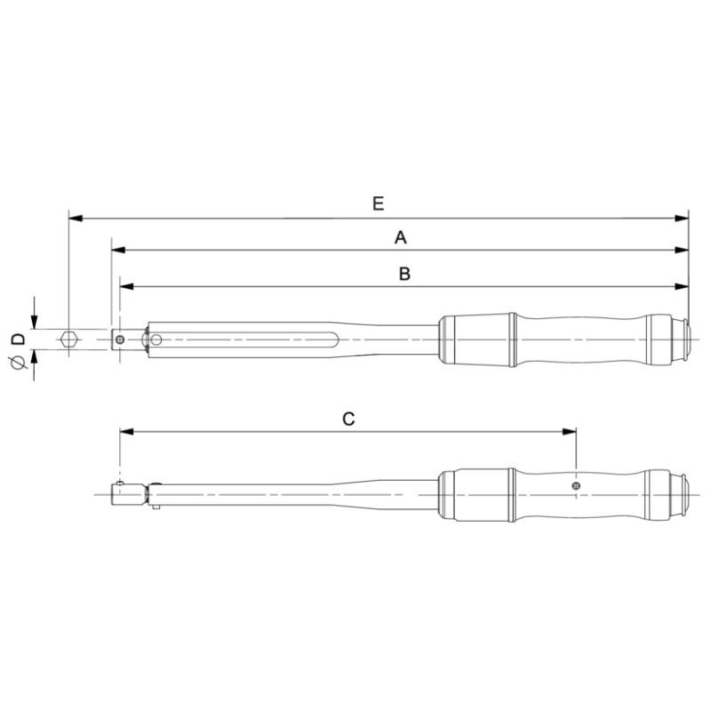 74WS-25 - Klucz dynamometryczny, regulowany, głowica ze złączem okrągłym, 5-25 Nm (44-220 lbf.in), 16 mm