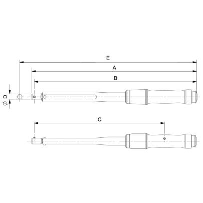 74WS-25 - Klucz dynamometryczny, regulowany, głowica ze złączem okrągłym, 5-25 Nm (44-220 lbf.in), 16 mm