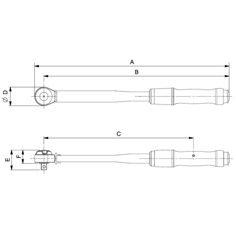 74WR-100B - Klucz dynamometryczny, regulowany z grzechotką stałą z przepychanym zabierakiem kwadratowym 3/8", 20-100 Nm