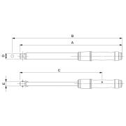 74W9-100 - Klucz dynamometryczny, regulowany, głowica ze złączem prostokątnym, 20-100 Nm (15-75 lbf.ft), 9x12 mm