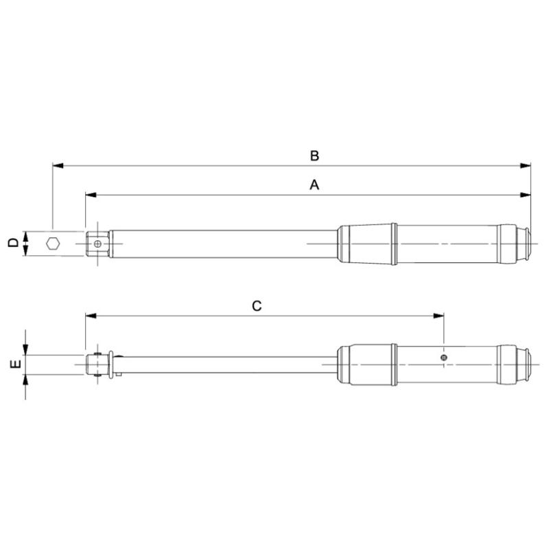 7465-200 - Klucz dynamometryczny, regulowany, głowica ze złączem prostokątnym, 40-200 Nm, 14x18 mm, skala liniowa