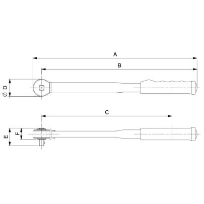 74PR-60A - Klucz dynamometryczny, z grzechotką stałą z przepychanym zabierakiem kwadratowym 1/2", 12-60 Nm