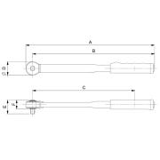 74PR-100A - Klucz dynamometryczny, z grzechotką stałą z przepychanym zabierakiem kwadratowym 1/2", 20-100 Nm