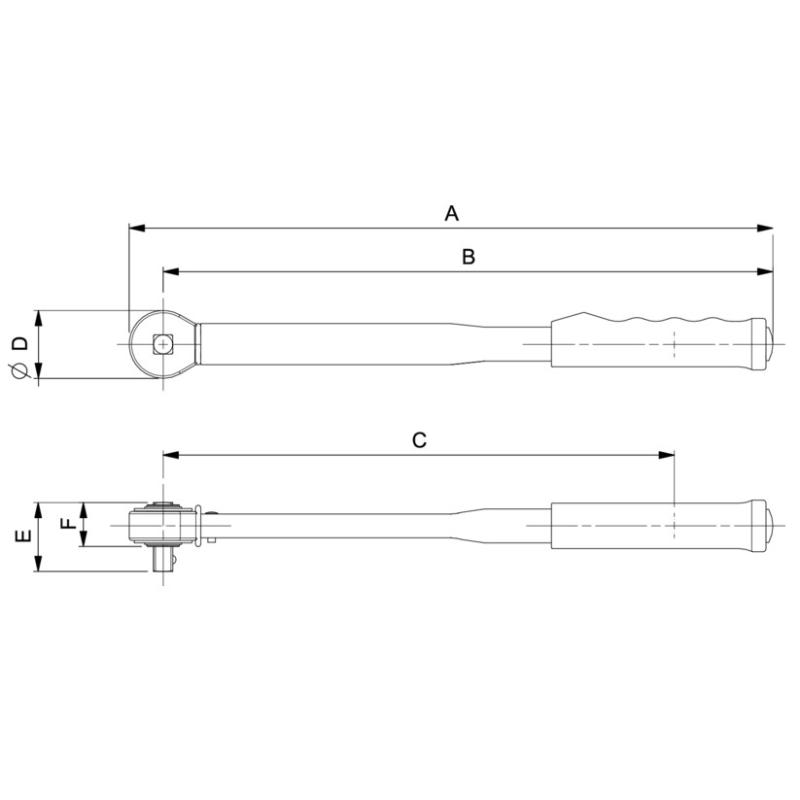 74PR-300 - Klucz dynamometryczny, z grzechotką stałą z przepychanym zabierakiem kwadratowym 1/2", 60-300 Nm