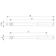 74P14-200 - Klucz dynamometryczny, ustawiany na przyrządach, głowica ze złączem prostokątnym, 40-200 Nm, 9x12 mm