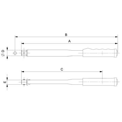 74P14-200 - Klucz dynamometryczny, ustawiany na przyrządach, głowica ze złączem prostokątnym, 40-200 Nm, 9x12 mm