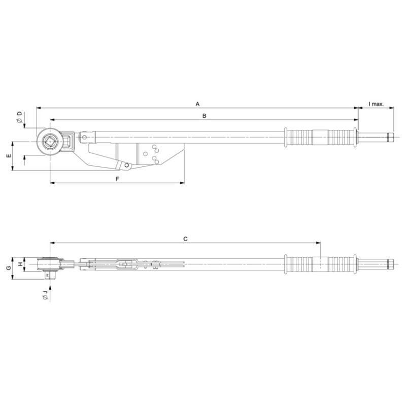 76R3-600 - Klucz dynamometryczny, regulowany, skala w okienku, z grzechotką stałą 3/4" i 1", 120-600 Nm