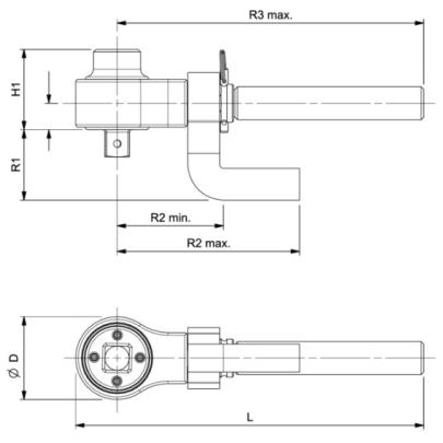 8905-TM - Uniwersalny wzmacniacz momentu, odsadzone i proste ramię reakcyjne, 1300 Nm