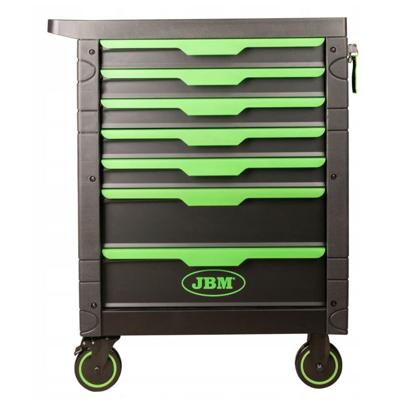 54389 - Wózek narzędziowy z wyposażeniem, 7 szuflad, zielony