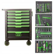 54389 - Wózek narzędziowy z wyposażeniem, 7 szuflad, zielony