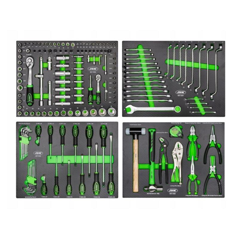 54389 - Wózek narzędziowy z wyposażeniem, 7 szuflad, zielony