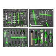 54389 - Wózek narzędziowy z wyposażeniem, 7 szuflad, zielony