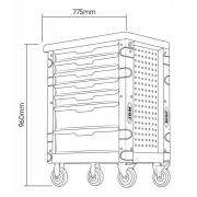 54389 - Wózek narzędziowy z wyposażeniem, 7 szuflad, zielony