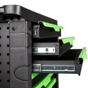 54389 - Wózek narzędziowy z wyposażeniem, 7 szuflad, zielony