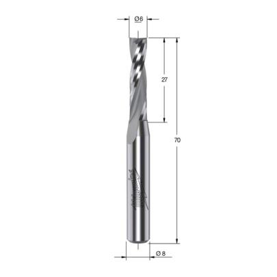 4932500916 - Frez spiralny do drewna z węglikiem spiekanym, trzpień 8 mm, 6 x 27/70 mm