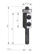 4932500935 - Frez Flush do przycinania do drewna z wymiennymi płytkami z węglikiem spiekanym, trzpień 8 mm, 19 x 30/77 mm