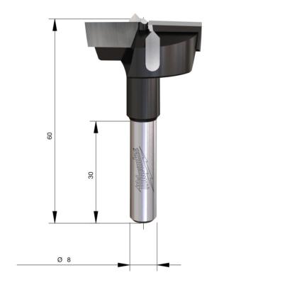 4932501044 - Frez puszkowy do drewna z węglikiem spiekanym, trzpień 8 mm, 30 x 60 mm