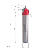 4932500962 - Decorative carbide-tipped wood router bit, 8 mm shank, R5, 10/1.3 x 10/50 mm