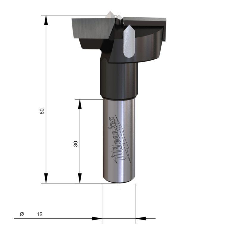 4932501047 - Frez puszkowy do drewna z węglikiem spiekanym, trzpień 12 mm, 35 x 60 mm