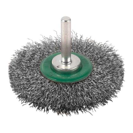 4932501708 - S6 wire wheel brush, 70x9 mm, crimped stainless steel, 0.3 mm, for spindle grinders (3 pcs.)