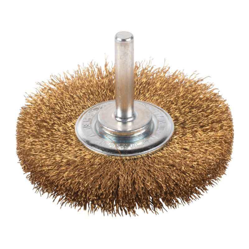 4932501710 - S6 wire brush disc, 70x12 mm, serrated brass, 0.2 mm, for spindle grinders (3 pcs.)