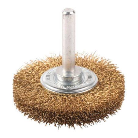 4932501709 - S6 wire disc brush, 50x10 mm, crimped brass, 0.2 mm, for spindle grinders (3 pcs.)