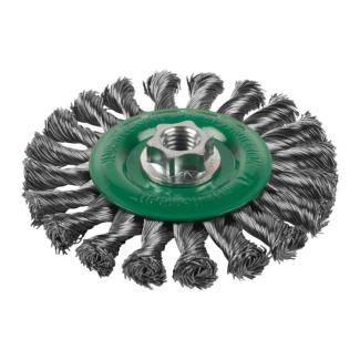 4932501739 - Szczotka druciana tarczowa M14 115x14mm, stal nierdzewna wiązana 0,5mm do szlifierek kątowych 115 i 125 mm (1 szt.)