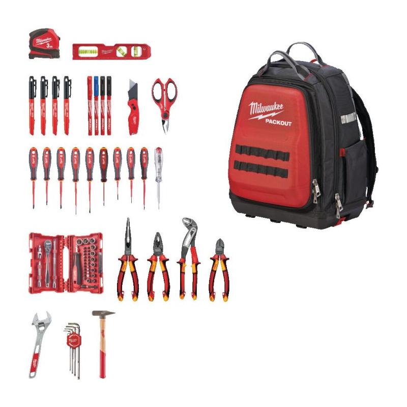4932498407 - Zestaw narzędzi w plecaku PACKOUT™ dla elektryka (76 szt.)