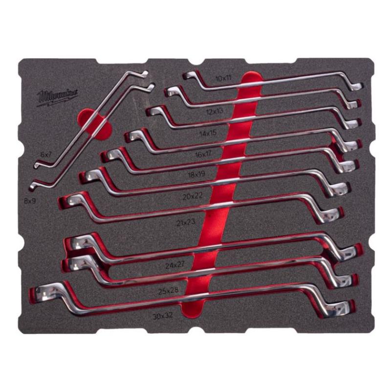 4932501873 - Set of offset ring spanners for PACKOUT drawers, 6x7 - 30x32 mm (12 pcs.), foam insert