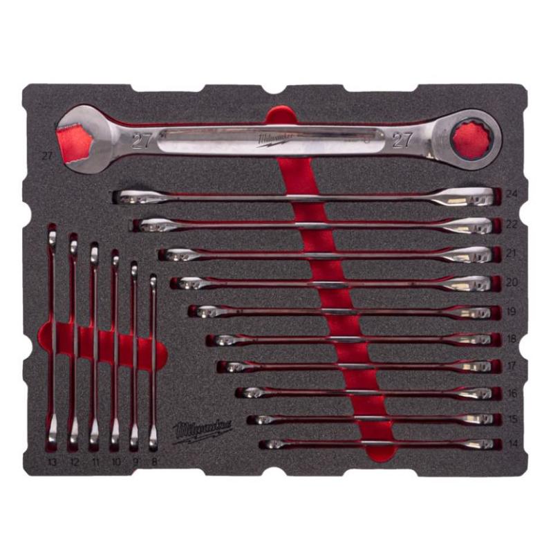 4932501872 - PACKOUT Drawer Ratchet Open-End Wrench Module, 8 - 27 mm (17 pcs.), foam insert