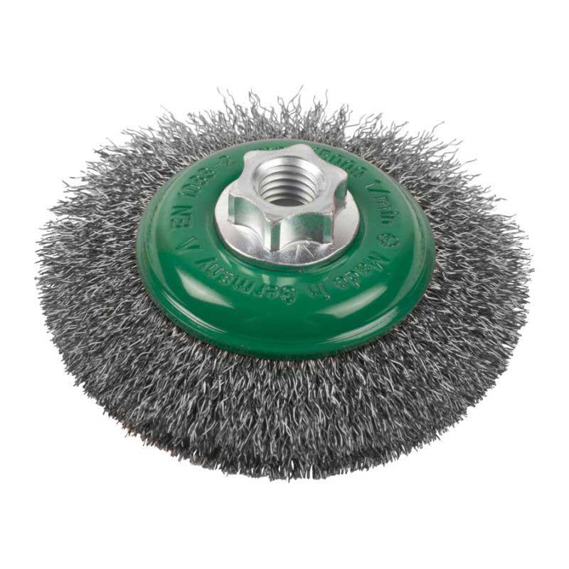 4932501749 - M14 end wire brush, 100x10 mm, crimped stainless steel, 0.35 mm, for 115 and 125 mm grinders (1 pc.)
