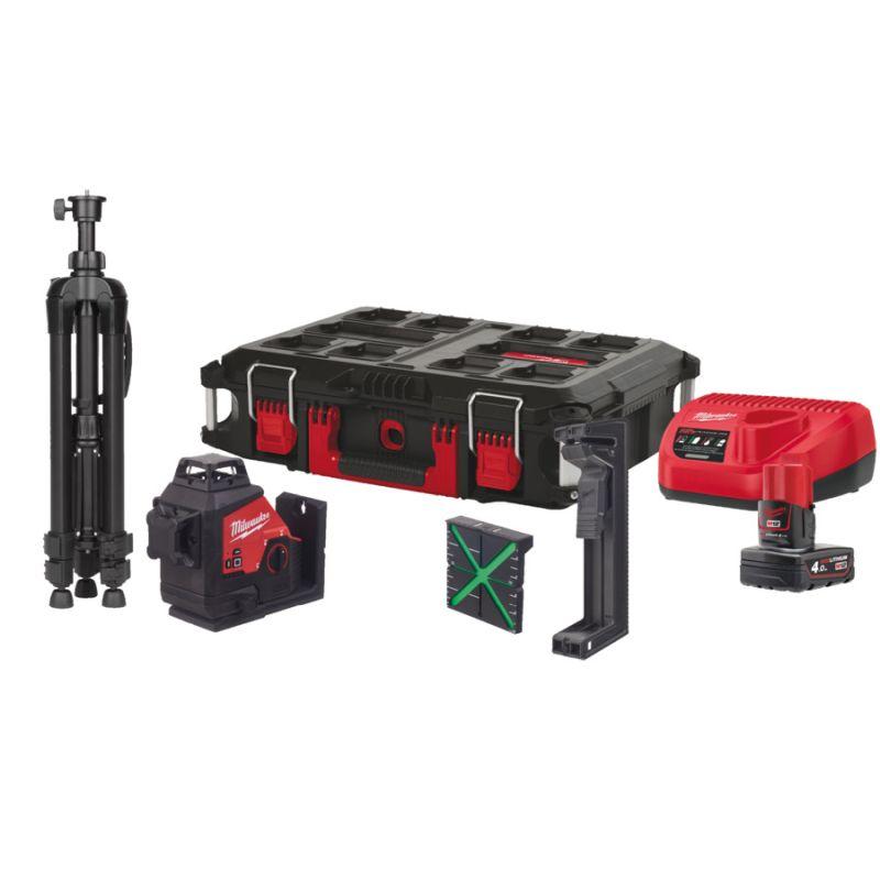M123PLSKIT-401P - 360° 3-plane green laser, 12 V, 4.0 Ah, in PACKOUT case, with battery and charger, 4933499379