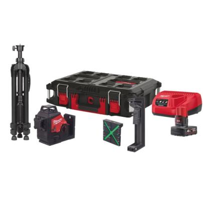 M123PLSKIT-401P - 360° 3-plane green laser, 12 V, 4.0 Ah, in PACKOUT case, with battery and charger, 4933499379
