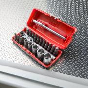 R1PICOGRPPB - Zestaw do dokręcania/przykręcania 1/4" OGV® GRIP z kompaktową grzechotką flex R.180, nasadki 6 - 13 mm