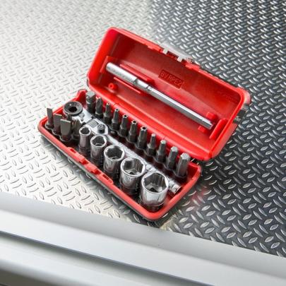 R1PICOGRPPB - Zestaw do dokręcania/przykręcania 1/4" OGV® GRIP z kompaktową grzechotką flex R.180, nasadki 6 - 13 mm