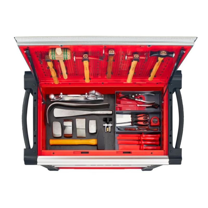 JET.CRTCAR2 - Sheet metal work tool set in foam modules with JET.CRT5M4A mobile workstation