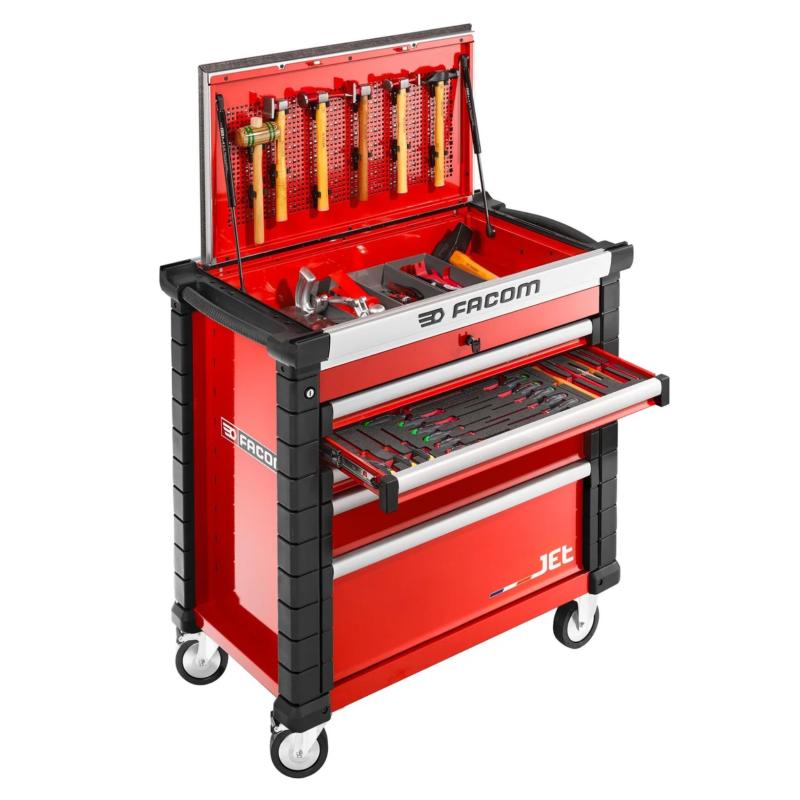 JET.CRTCAR2 - Sheet metal work tool set in foam modules with JET.CRT5M4A mobile workstation
