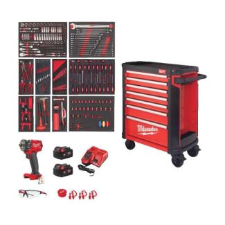 MILWAUKEE - 4932493817 - Wózek 4932478849 z wyposażeniem, 9 modułów + klucz udarowy 1/2"