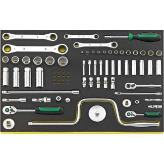 TCS SORT13214M WW 1/4-3/8 - 1/4" Socket tool set for aircraft maintenance, foam insert (65 pcs.), 96832207