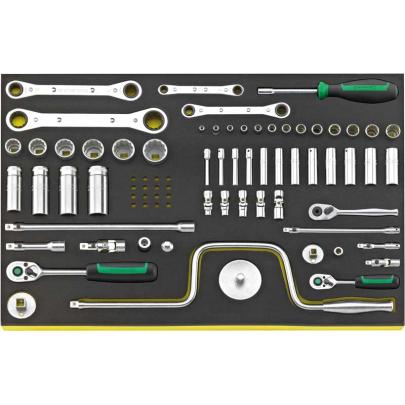 TCS SORT13214M WW 1/4-3/8 - 1/4" Socket tool set for aircraft maintenance, foam insert (65 pcs.), 96832207