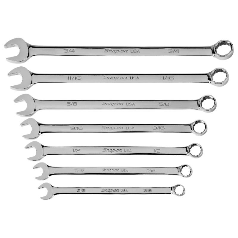 SOEXL707B - Zestaw kluczy oczkowo-płaskich długich Flank Drive® Plus, 3/8" - 3/4" (7 szt.)
