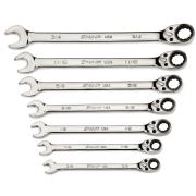 SOSRR707 - Zestaw kluczy oczkowo-płaskich grzechotkowych Flank Drive® Plus, profil Spline, 3/8" - 3/4" (7 szt.)
