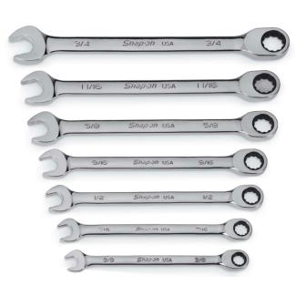 SOXR707A - Zestaw kluczy oczkowo-płaskich grzechotkowych Flank Drive® Plus, 3/8" - 3/4" (7 szt.)