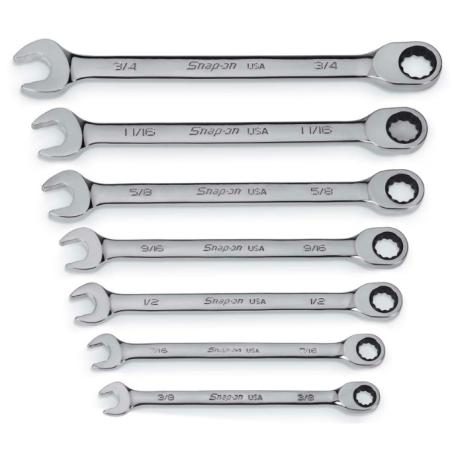SOXR707A - Zestaw kluczy oczkowo-płaskich grzechotkowych Flank Drive® Plus, 3/8" - 3/4" (7 szt.)